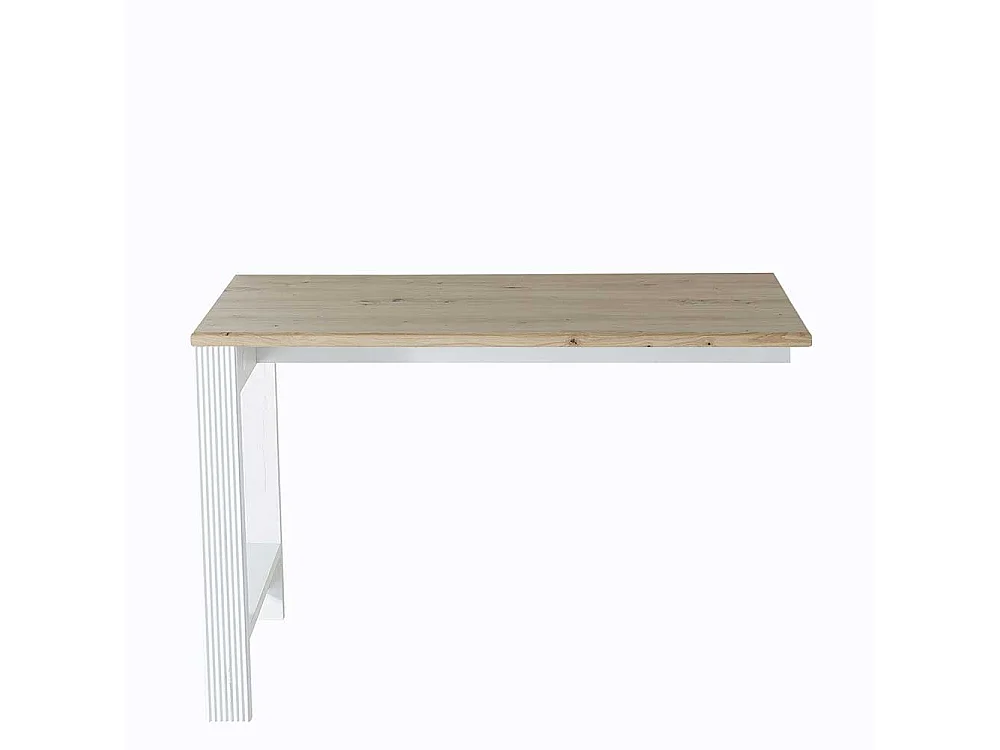 Schreibtisch Winkelform in Weiß Eichefarben