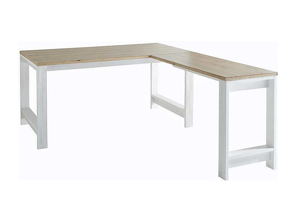 Schreibtisch Winkelform in Weiß Eichefarben