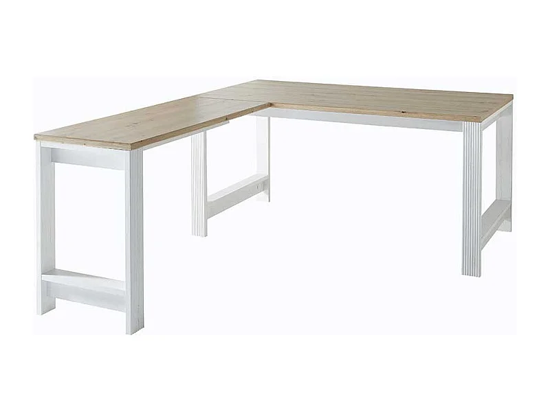 Schreibtisch Winkelform in Weiß Eichefarben