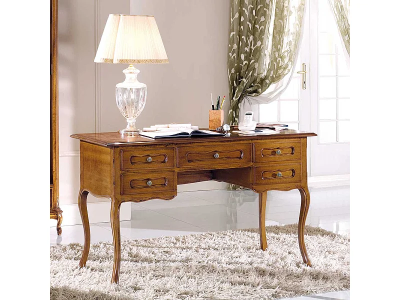 Italienischer Design Schreibtisch in Nussbaumfarben 130 cm breit