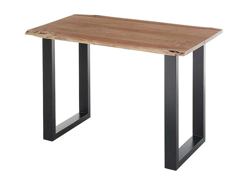 Schreibtisch mit Baumkante aus Akazie Massivholz Metall