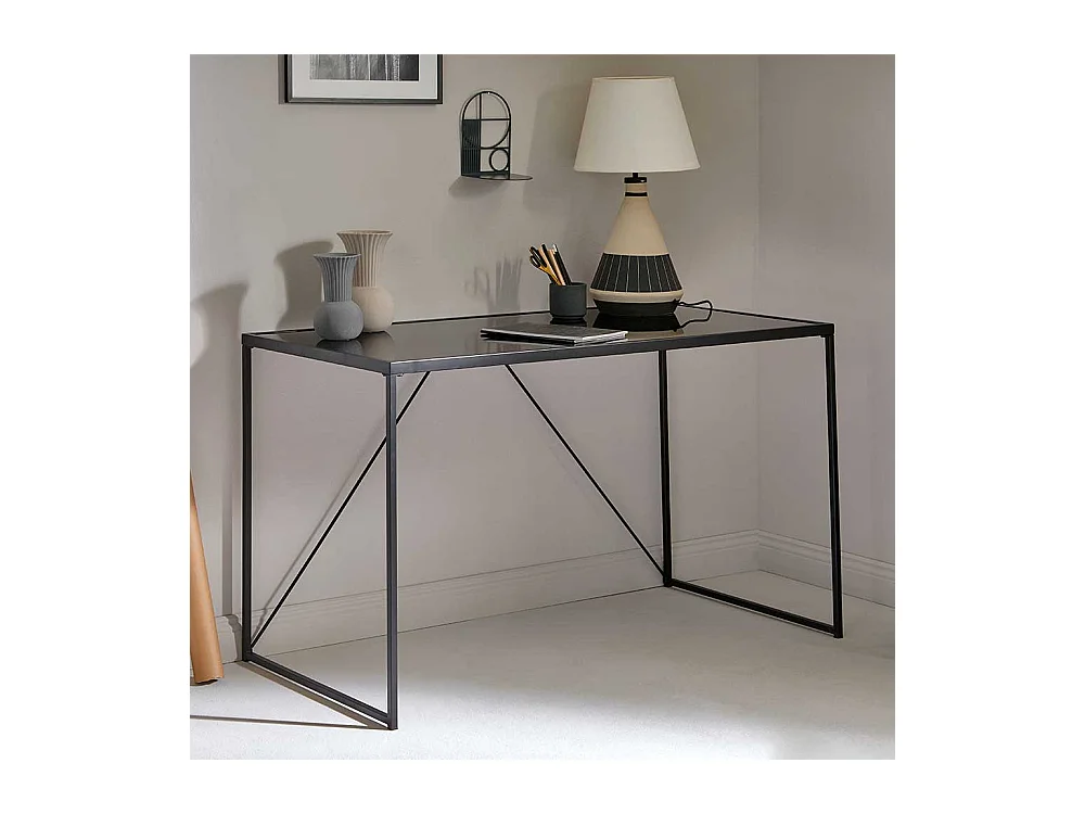 Schreibtisch Konsoltisch mit Glasplatte und Bügelgestell