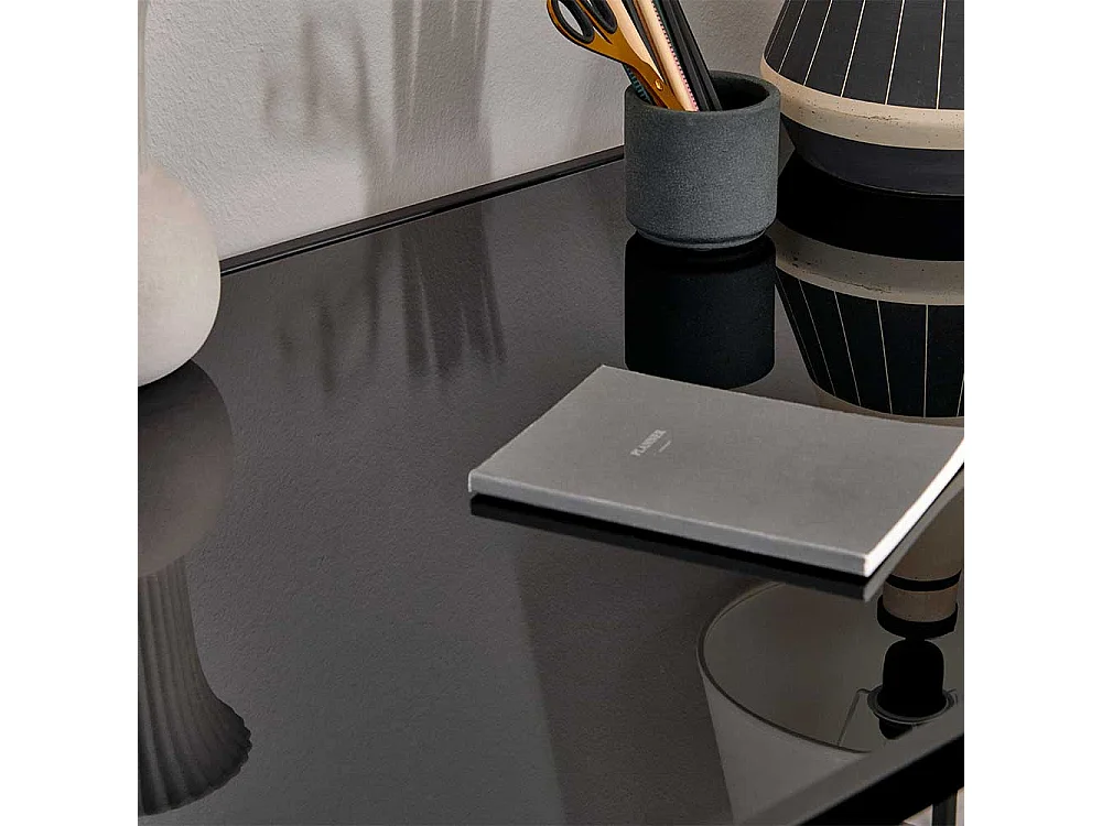 Schreibtisch Konsoltisch mit Glasplatte und Bügelgestell