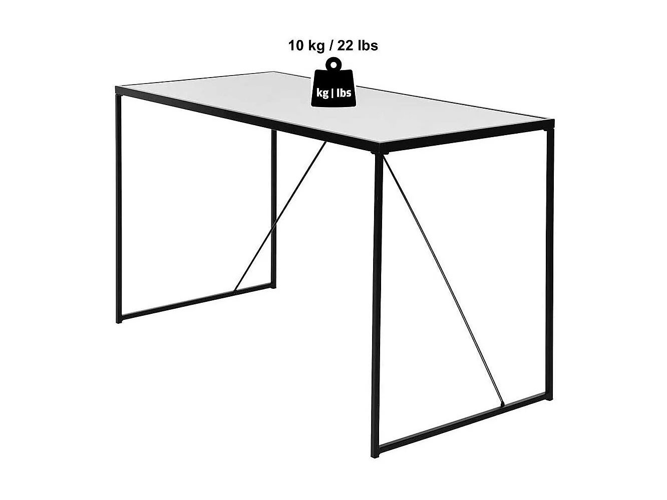 Schreibtisch Konsoltisch mit Glasplatte und Bügelgestell