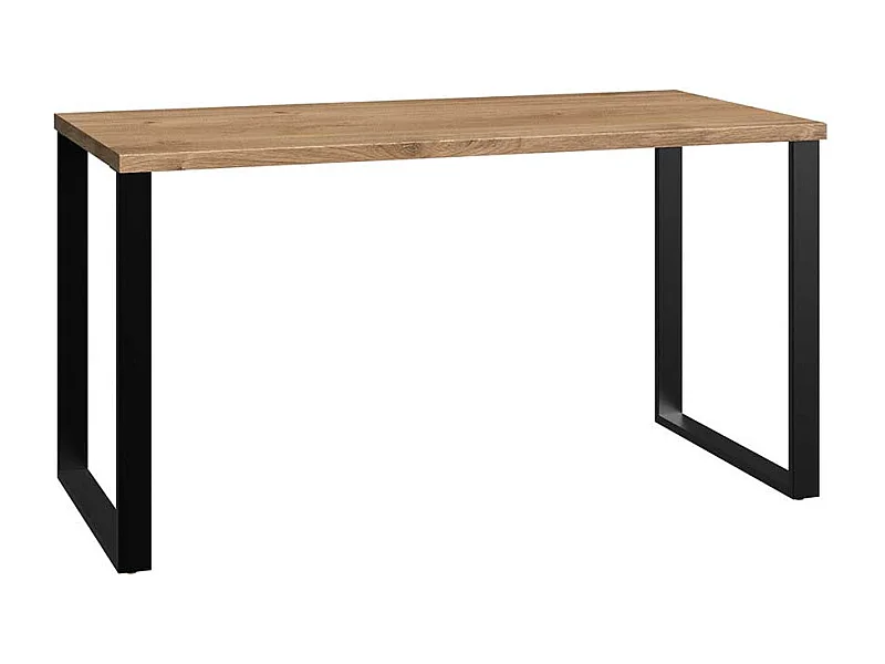 Laptopschreibtisch in Plankeneiche Holzoptik Bügelgestell aus Metall