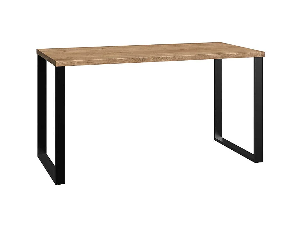 Laptopschreibtisch in Plankeneiche Holzoptik Bügelgestell aus Metall