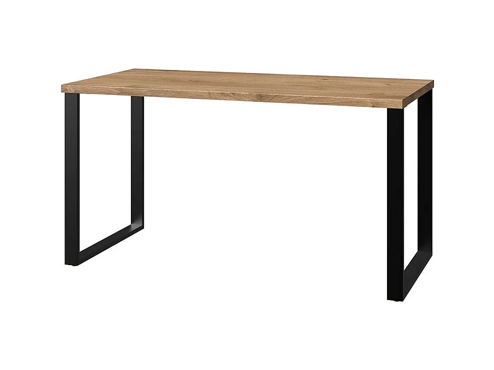 Laptopschreibtisch in Plankeneiche Holzoptik Bügelgestell aus Metall