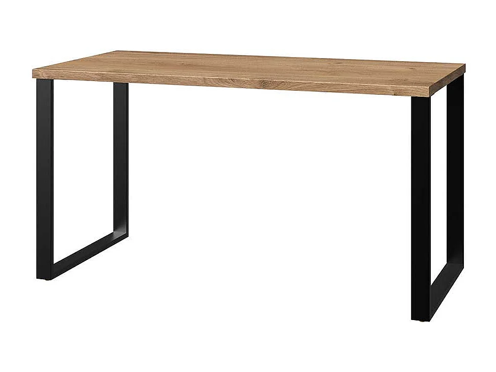 Laptopschreibtisch in Plankeneiche Holzoptik Bügelgestell aus Metall