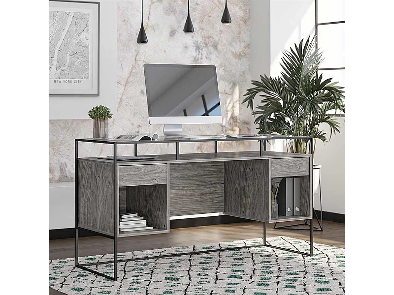 Schuelerschreibtisch in modernem Design Seitenregalen