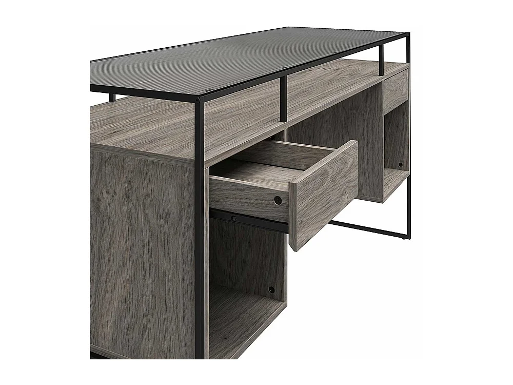 Schuelerschreibtisch in modernem Design Seitenregalen