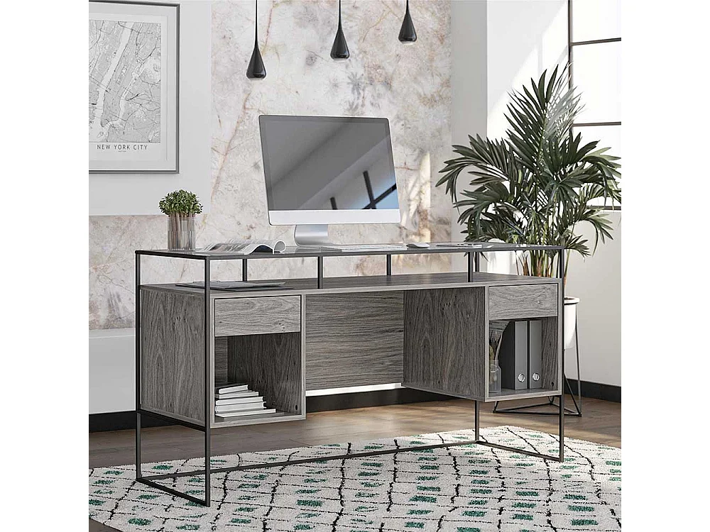 Schuelerschreibtisch in modernem Design Seitenregalen