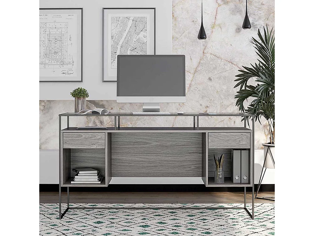 Schuelerschreibtisch in modernem Design Seitenregalen