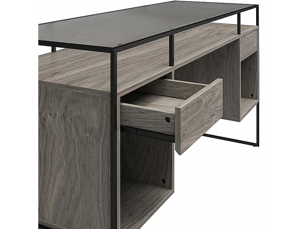 Schuelerschreibtisch in modernem Design Seitenregalen