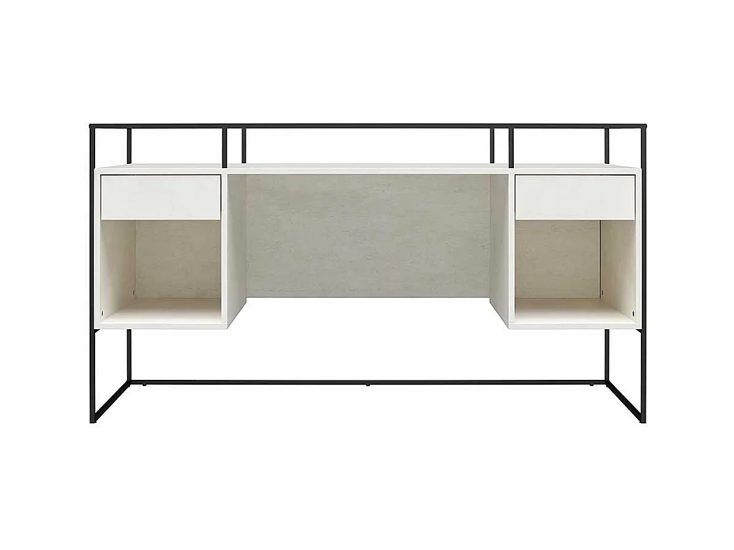 Schreibtisch mit Seitenregalen in Lichtgrau und Schwarz Strukturglasplatte