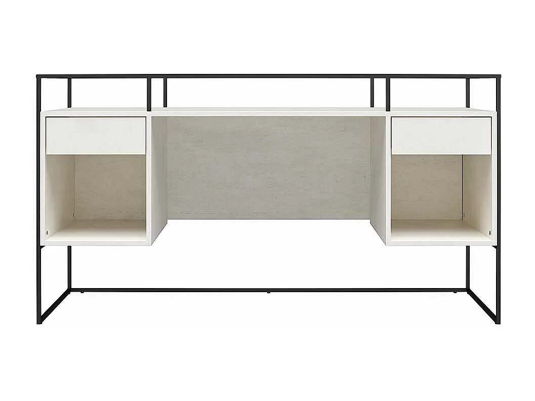 Schreibtisch mit Seitenregalen in Lichtgrau und Schwarz Strukturglasplatte