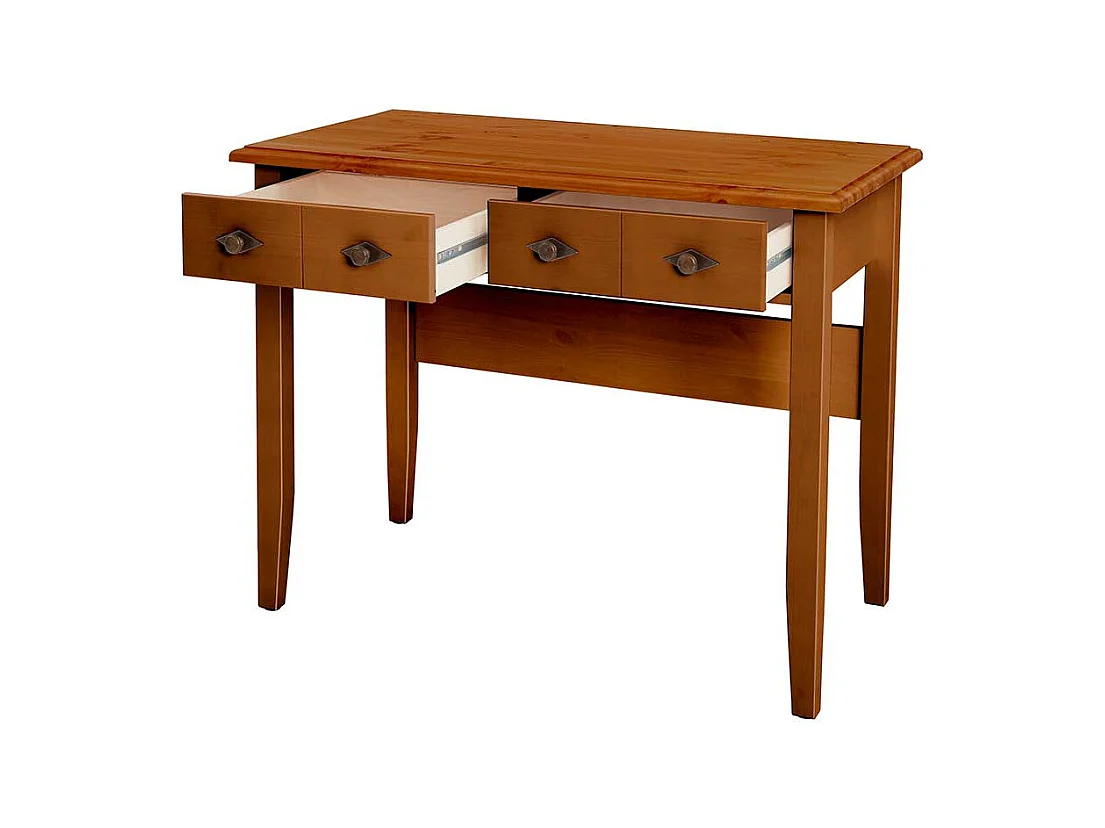 Home Office Tisch Kiefer in Bernsteinfarben Landhausstil