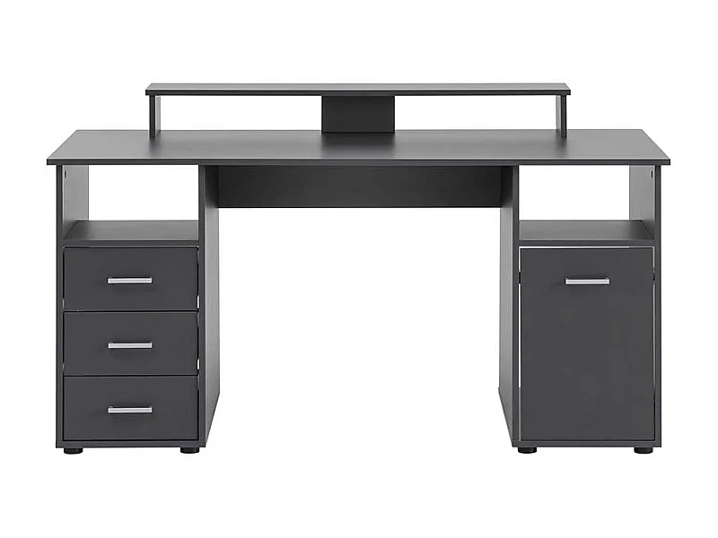 Schreibtisch mit Aufsatz in Anthrazit Tür und Schubladen