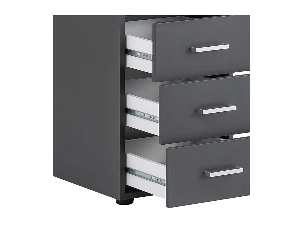 Schreibtisch mit Aufsatz in Anthrazit Tür und Schubladen