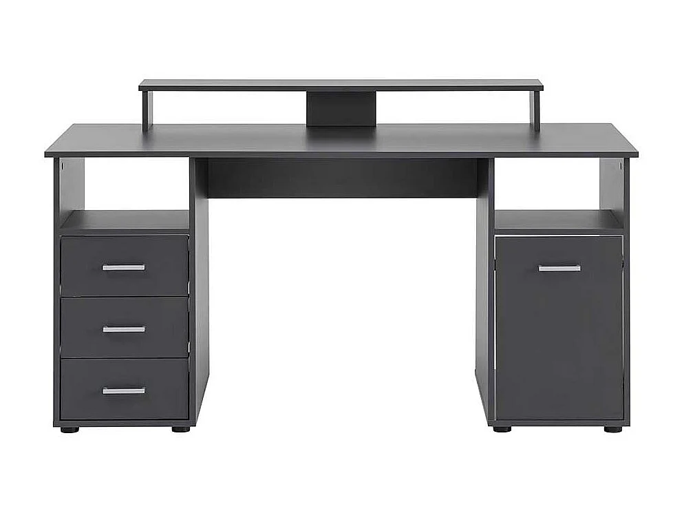 Schreibtisch mit Aufsatz in Anthrazit Tür und Schubladen