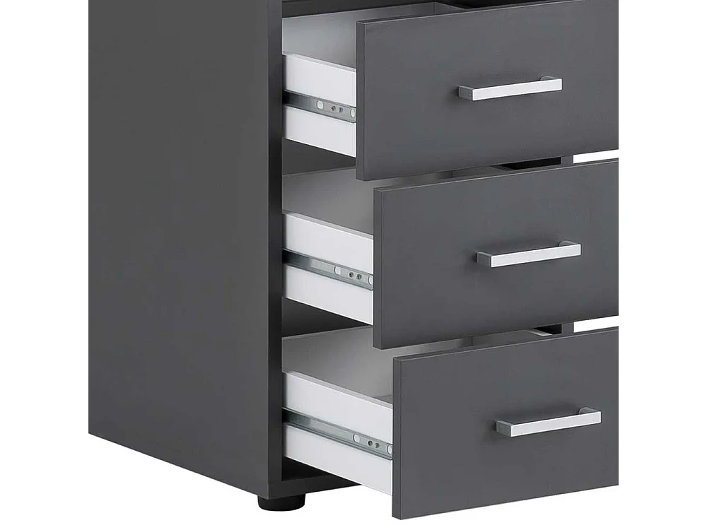 Schreibtisch mit Aufsatz in Anthrazit Tür und Schubladen