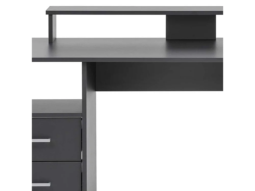 Schreibtisch mit Aufsatz in Anthrazit Tür und Schubladen