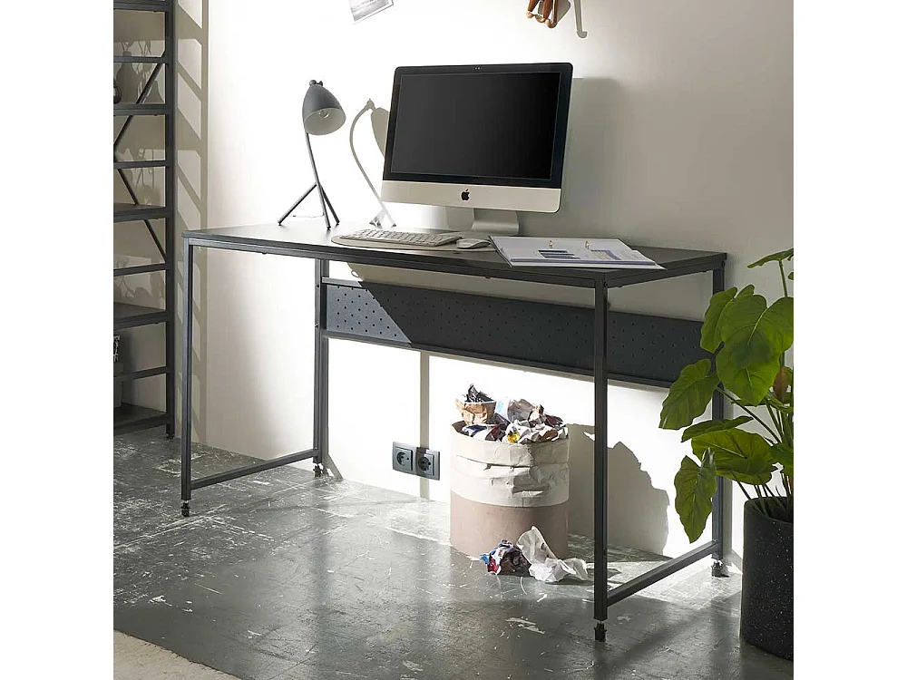 Metallschreibtisch in Schwarz Industry und Loft Stil