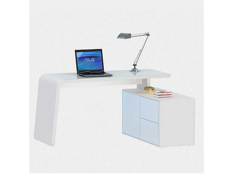 Bürotisch in Weiß Glas modern