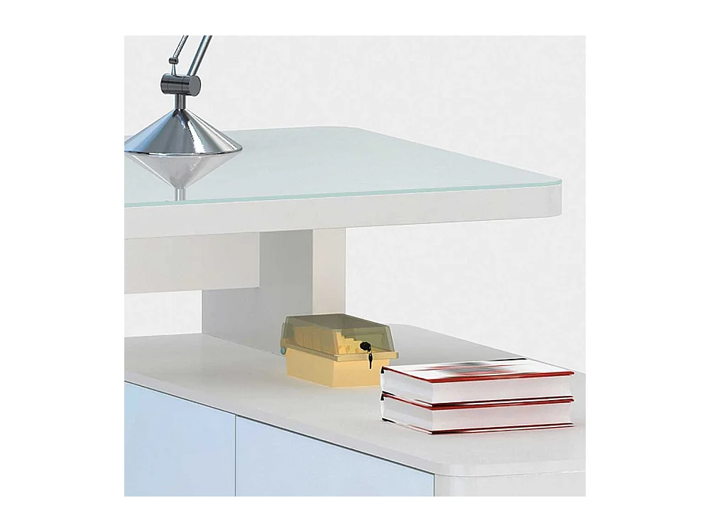 Bürotisch in Weiß Glas modern