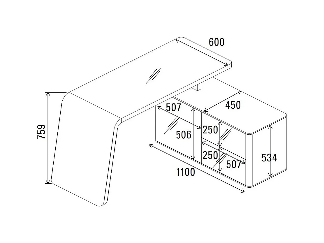 Bürotisch in Weiß Glas modern