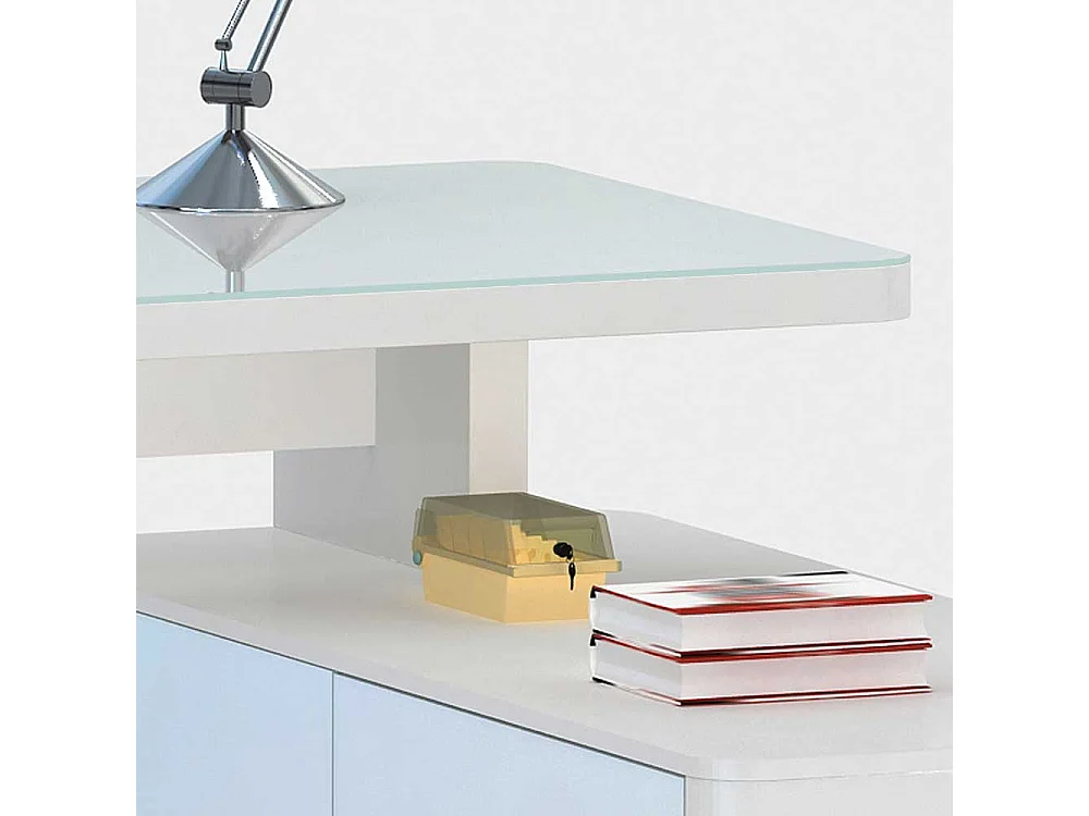 Bürotisch in Weiß Glas modern