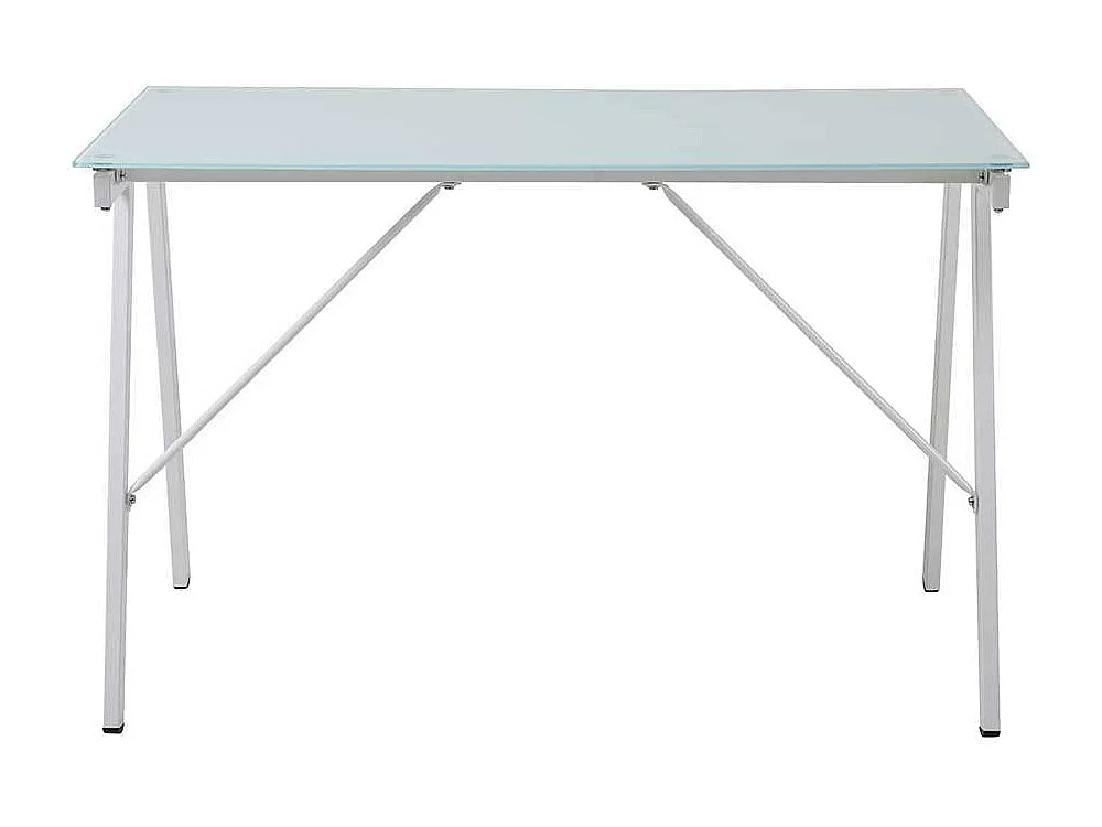 Moderner Schreibtisch mit Glasplatte Metall Vierfußgestell