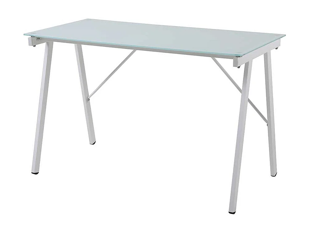 Moderner Schreibtisch mit Glasplatte Metall Vierfußgestell