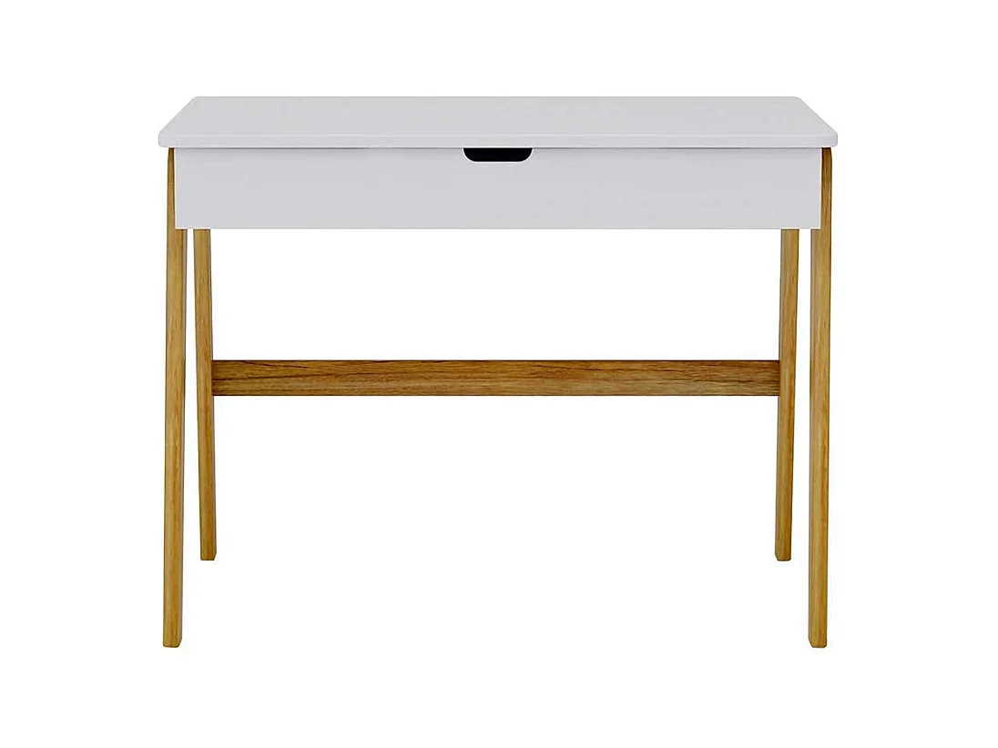 Schülerschreibtisch in Weiß Pinie teilmassiv Regal in Haus Optik (zweiteilig)