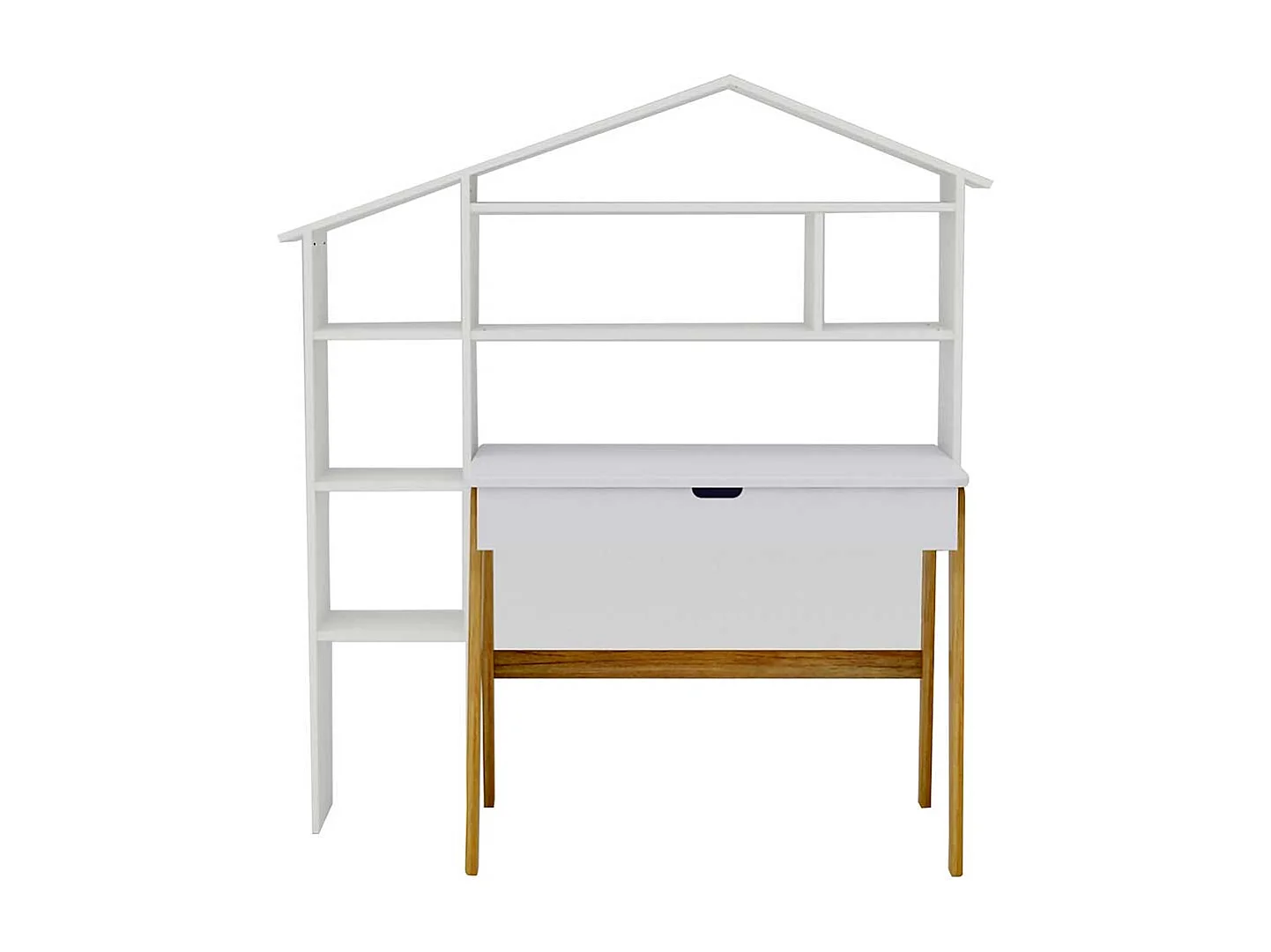 Schülerschreibtisch in Weiß Pinie teilmassiv Regal in Haus Optik (zweiteilig)