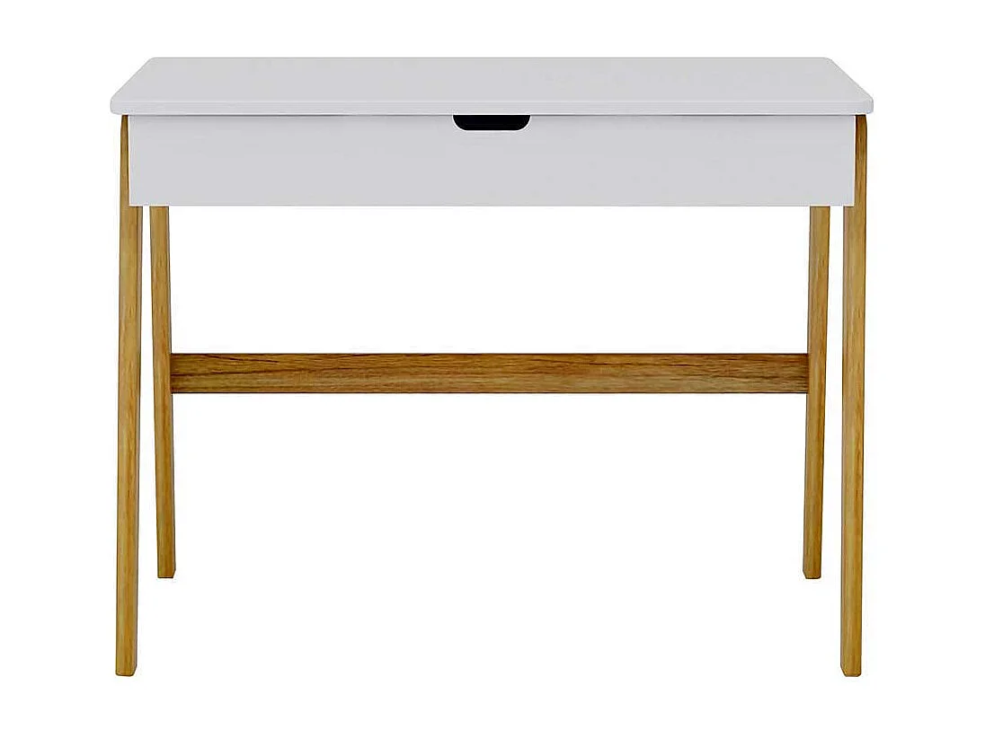 Schülerschreibtisch in Weiß Pinie teilmassiv Regal in Haus Optik (zweiteilig)