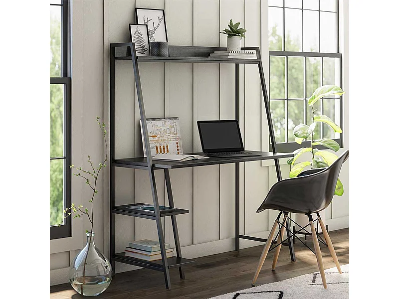 Metallregal Schreibtisch in Schwarz 112 cm breit - 134 cm hoch