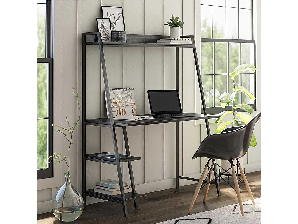 Metallregal Schreibtisch in Schwarz 112 cm breit - 134 cm hoch