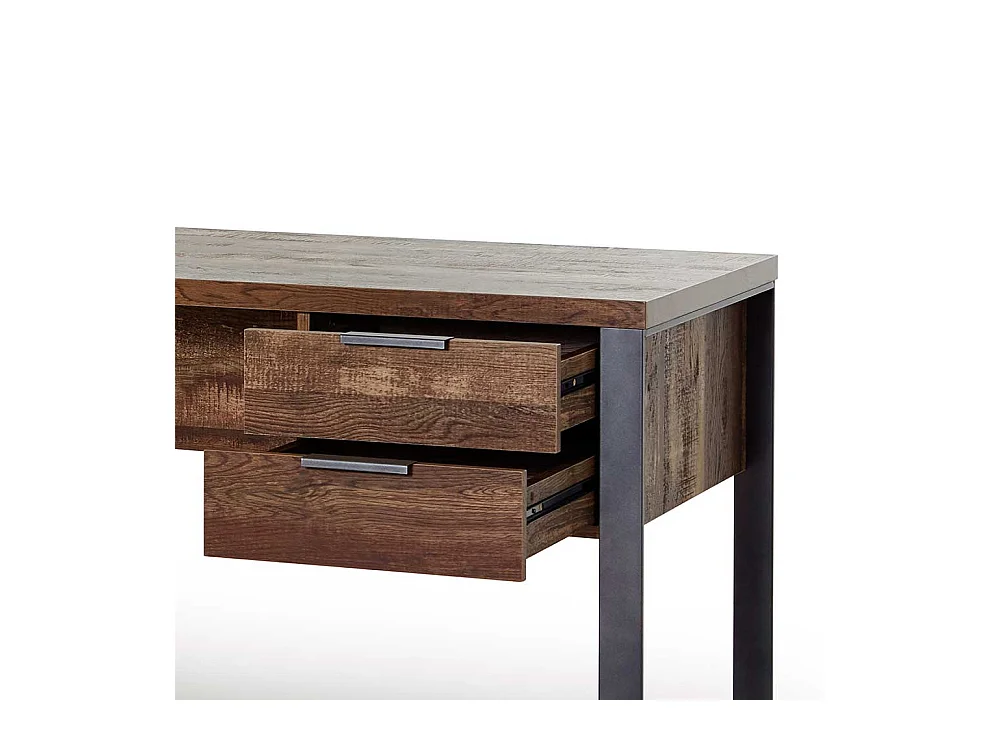 Schreibtisch in Eiche dunkel drei Schubladen