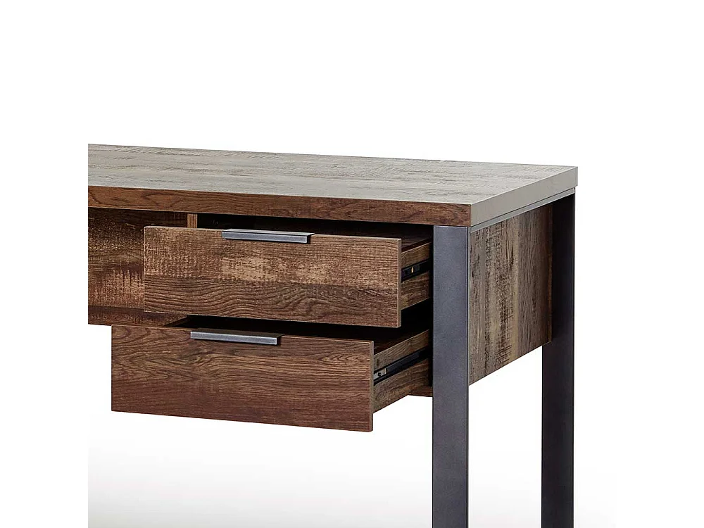 Schreibtisch in Eiche dunkel drei Schubladen