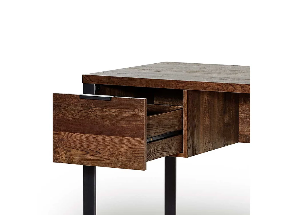 Schreibtisch in Eiche dunkel drei Schubladen