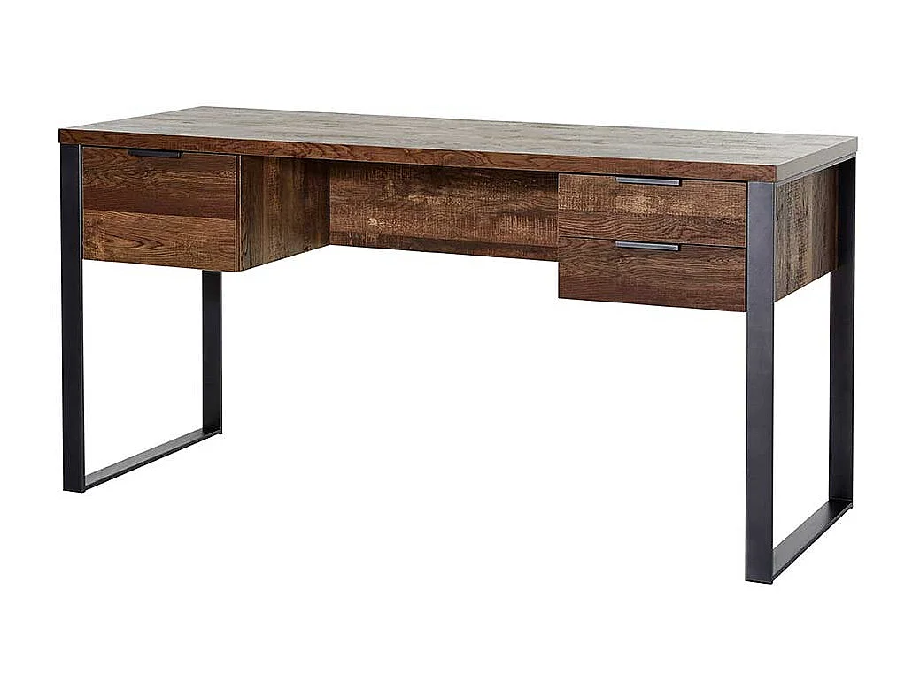 Schreibtisch in Eiche dunkel drei Schubladen