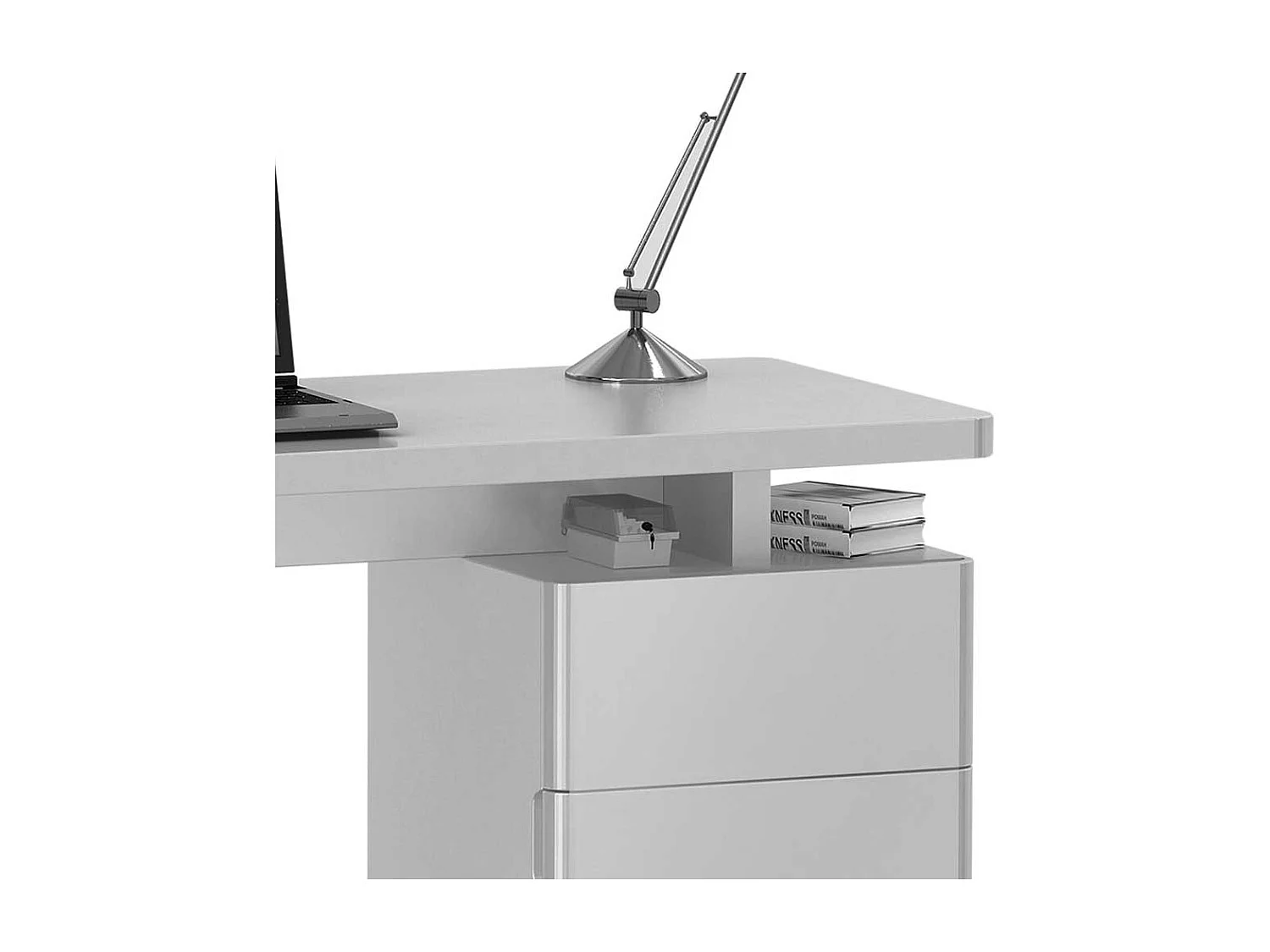 Hochglanz Schreibtisch in Weiß 120 cm breit