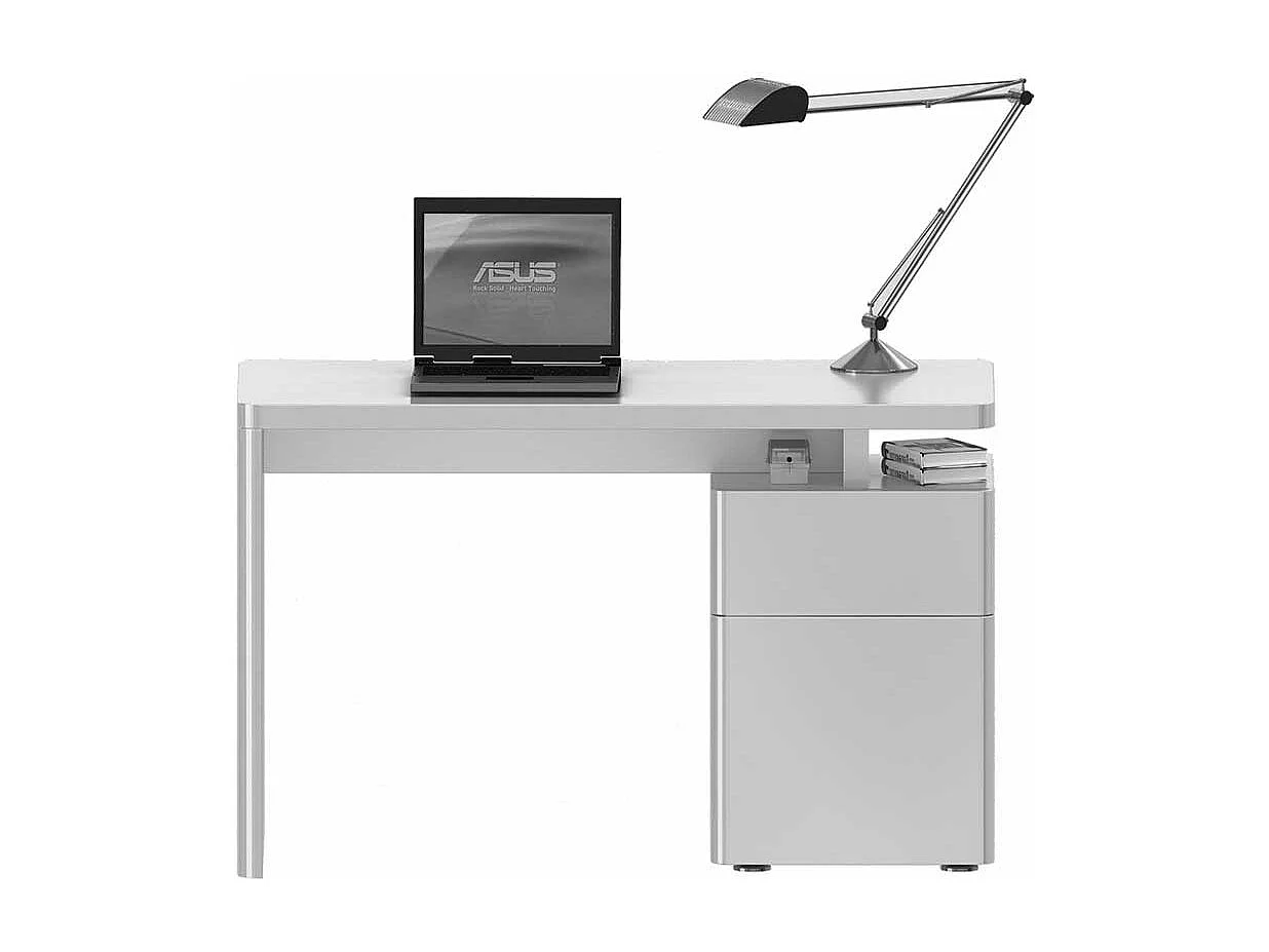 Hochglanz Schreibtisch in Weiß 120 cm breit