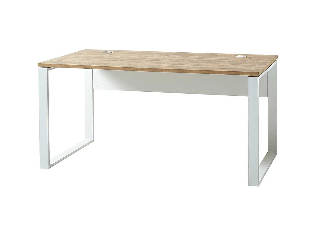 Büroschreibtisch in Weiß und Dekor Wildeiche dunkel Rollcontainer (zweiteilig)