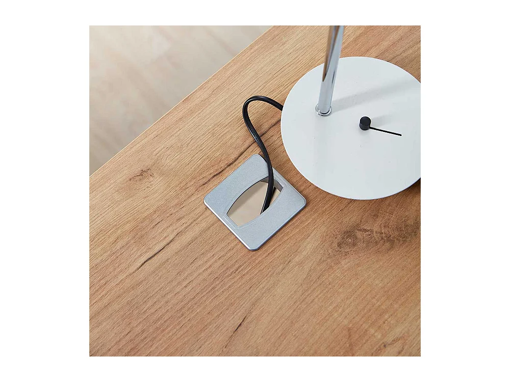 Büroschreibtisch in Weiß und Dekor Wildeiche dunkel Rollcontainer (zweiteilig)