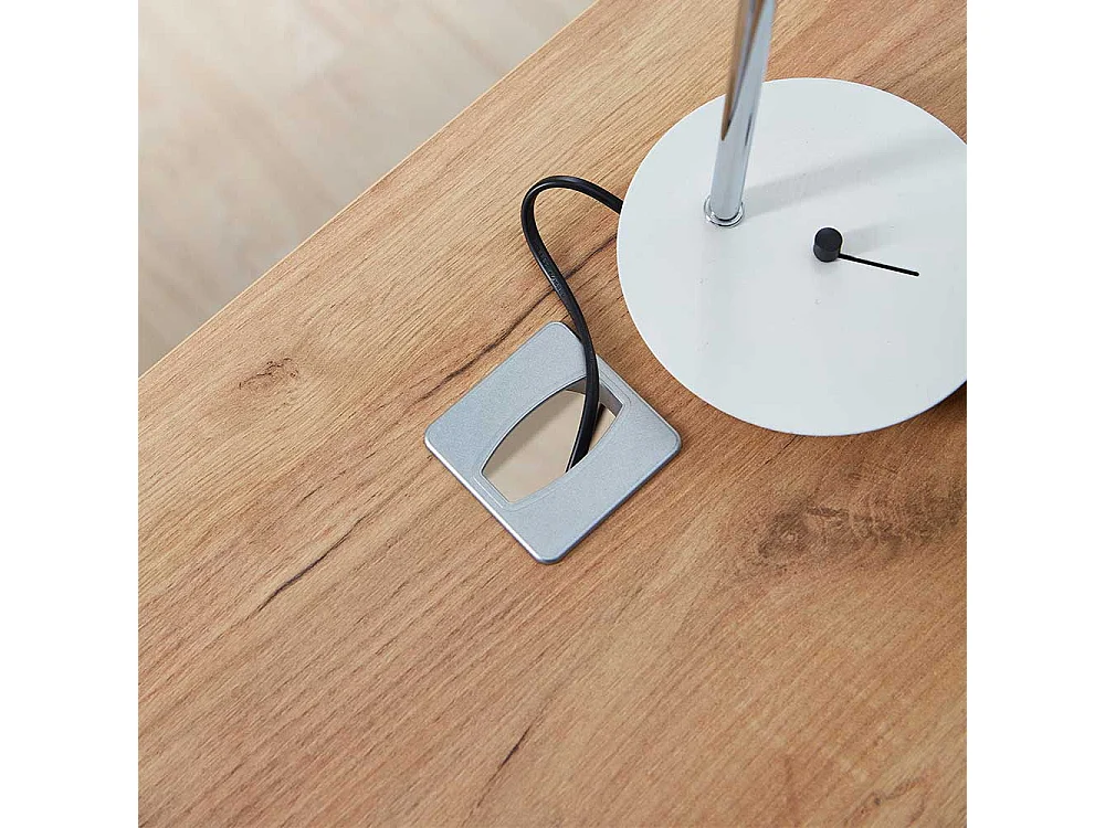 Büroschreibtisch in Weiß und Dekor Wildeiche dunkel Rollcontainer (zweiteilig)