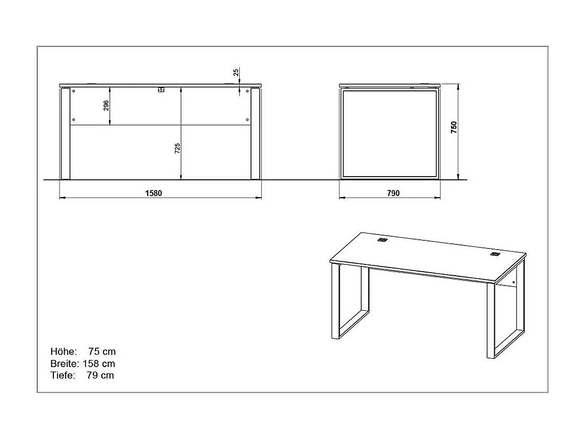 Büroschreibtisch in Weiß und Dekor Wildeiche dunkel Rollcontainer (zweiteilig)