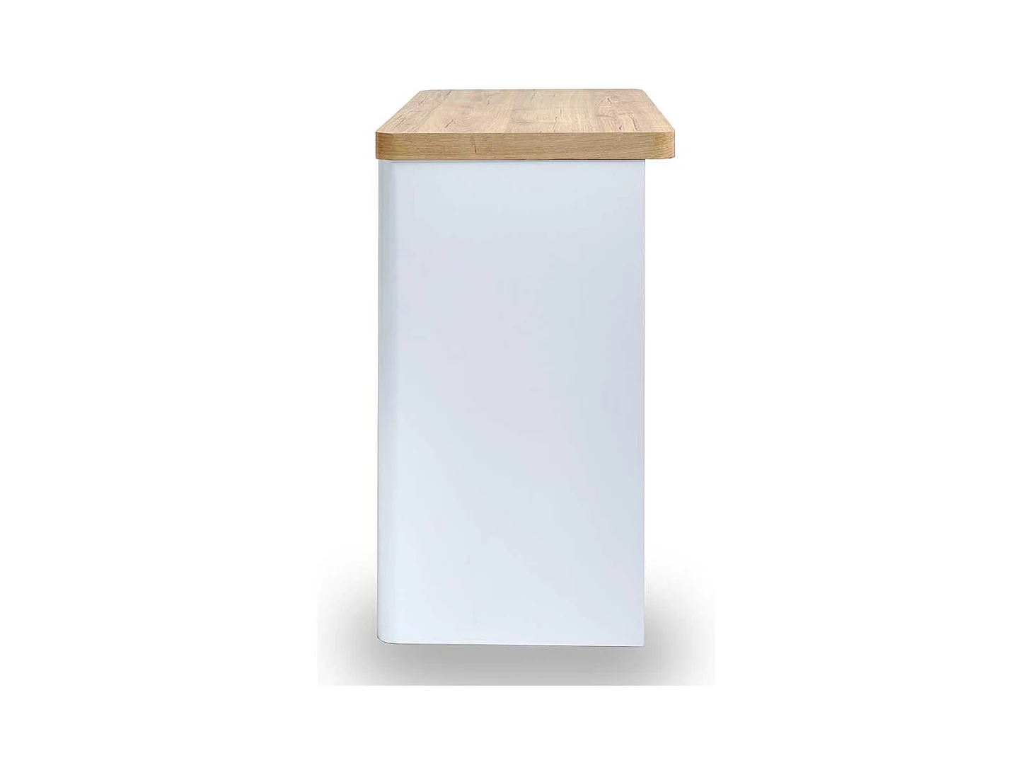 Laptopschreibtisch in Weiß und Eichefarben einer Schublade