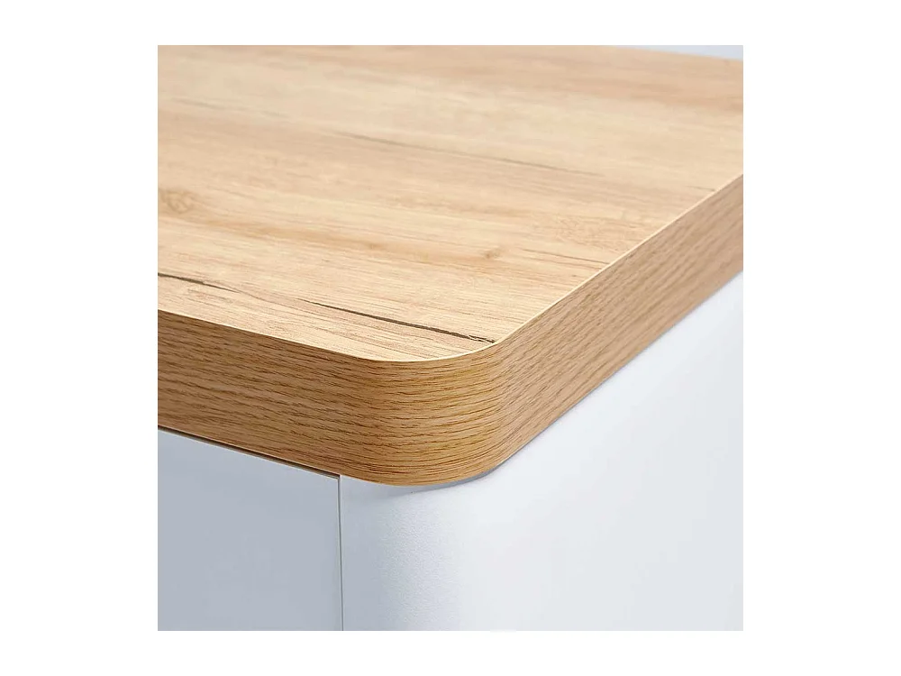 Laptopschreibtisch in Weiß und Eichefarben einer Schublade