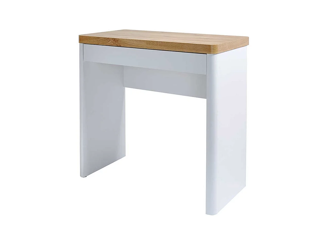 Laptopschreibtisch in Weiß und Eichefarben einer Schublade